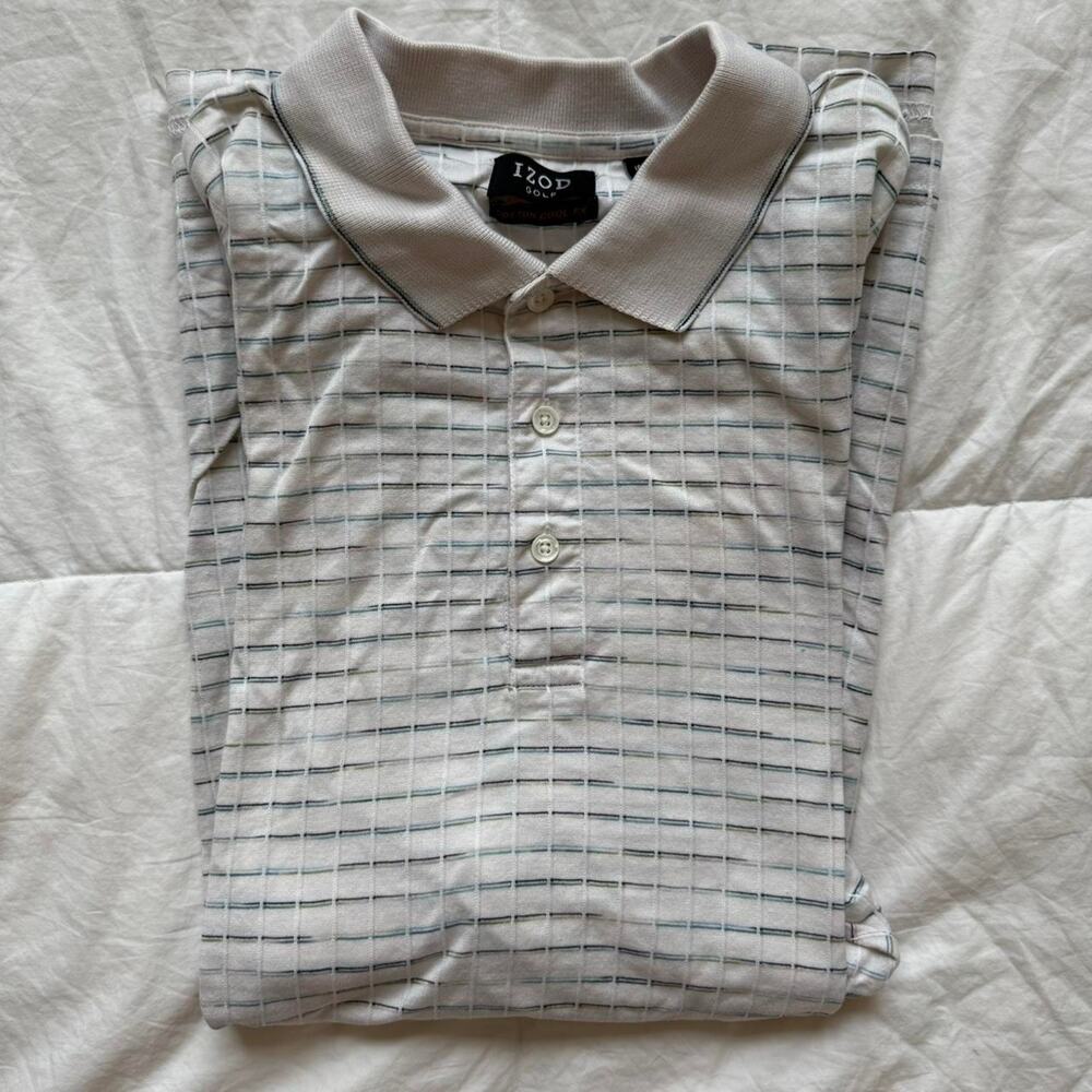 Vintage 90s Izod Golf checked polo collared short sleeve cotton shirt preppy - Picture 5 of 8